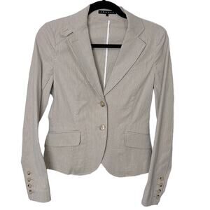 Theory Pin Stripe Tan White Black striped Blazer Jacket size 2